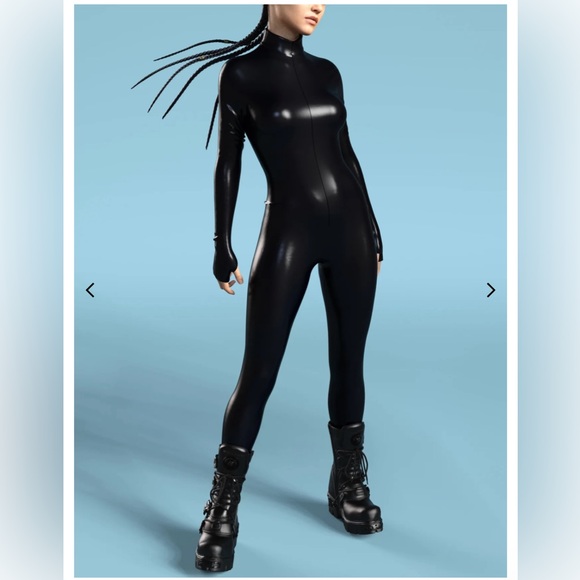 CANDY CATZ WOMEN’S BLACK HOLOGRAPHIC BODYSUIT - Picture 3 of 6